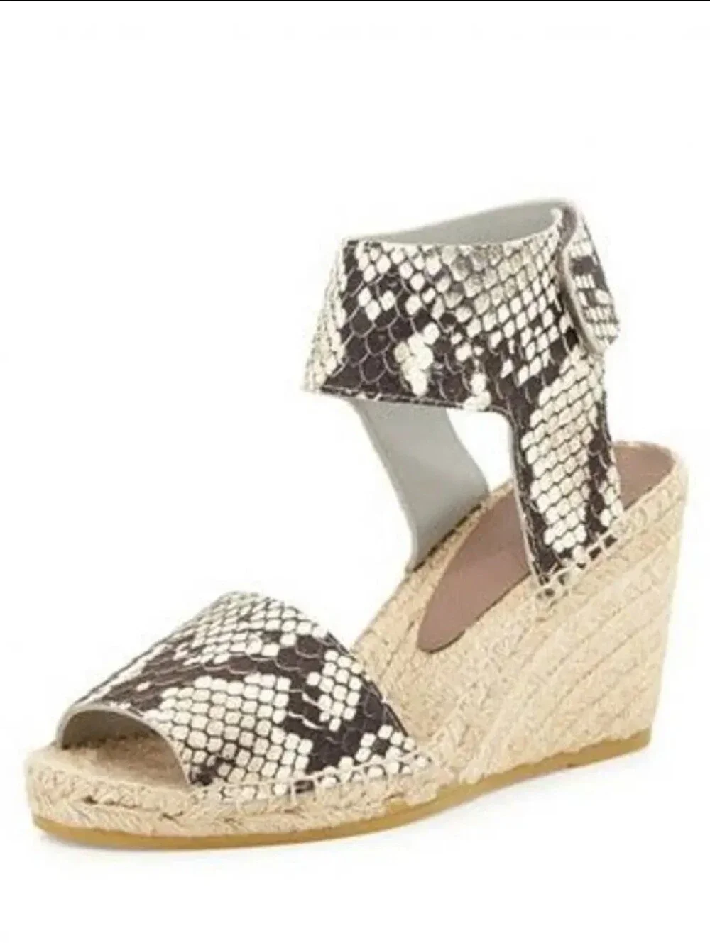 Vince‎ Sophie Python-Print Leather Espadrille Wedge